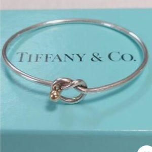 Tiffany and Co bangle bracelet with knot - silver with Gold ball on end